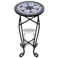 vidaXL Mosaic Side Table Plant Table Black White 41129