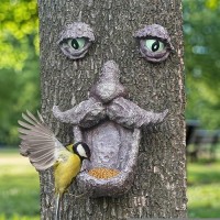 Tree Face Wild Bird Feeders Tree Decors Old Man Tree Face Tree Hugger Yard Art Tree Sculptures Whimsical Big Eye Tree Face Gar