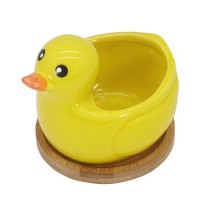 Gemseek Cute Duck Succulent Planter Pot With Drainage Tray Small Yellow Ceramic Cactus Flower Container Animal Shaped Indoor A