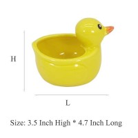 Gemseek Cute Duck Succulent Planter Pot With Drainage Tray Small Yellow Ceramic Cactus Flower Container Animal Shaped Indoor A