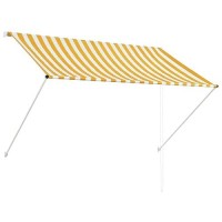 Vidaxl Yellow And White Retractable Awning - Versatile Weather-Resistant Outdoor Cover For Windows, Terraces, And Balconies - Uv-Resistant Fabric With Sturdy Steel Frame - Easy Assembly And Adjust...