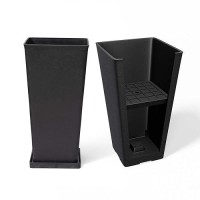 La Jolie Muse 20 Inch Tall Black Planters Rectangular Outdoor Planters Set Of 2 Tapered Planters With Shelf Insert For Front D