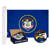 G128 Utah State Flag 3X5 Ft Double Toughweave Series Double Sided Embroidered 210D Polyester Embroidered Design Indooroutdoo