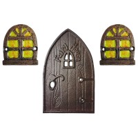 Lulu Decor 100 Cast Iron Miniature Fairy Door 2 Windows With Glow In Dark Paint Garden Ornament For Bottom Of Trees 5Inch