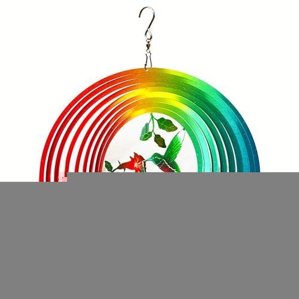 Fonmy Wind Spinner Outdoor Metal 3D Hanging Garden Decoration For Indoor Outdoor Rainbow Color Hummingbird Metal Wind Spinners1