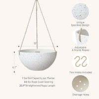 La Jolie Muse Hanging Planters For Indoor Plants Flower Pots Outdoor 10 Inch Garden Planters And Pots Speckled White Set Of 2