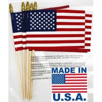 Giftexpress 12Pack Made In Usa 12X18 Inch Us Stick Flags With Spear Tip 12In X18 Inch Handheld American Stick Flags Grave Mar