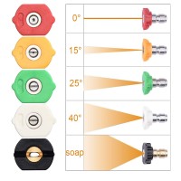 Pressure Washer Tips Power Washer Soap Nozzle Tips Multiple Degrees 14 Quick Connect Design Up To 4 500 Psi 25 Gpm5Pack