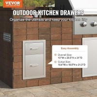 Vevor Outdoor Kitchen Drawers 13 W X 205 H X 21 D Flush Mount Double Bbq Access Drawers With Stainless Steel Handle Bbq