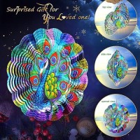 Fonmy Wind Spinner Stainless Steel 3D Hanging Garden Decoration For Indoor Outdoor Metal Wind Spinners Peacock12Inch