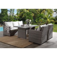 Acme Tahan 4 Piece Wicker Patio Sofa Set in Gray