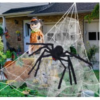 Cooljoy 200 Halloween Spider Web And 60 Giant Halloween Spider Halloween Decorations Virtual Realistic Hairy Spider Hallowee