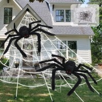 Pawliss Giant Spider Halloween Decorations 16 Ft Giant Spider Web With 2 Pack 30 Inches Spiders Set Halloween Decorations Outd