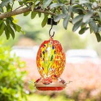 Muse Garden Hummingbird Feeders For Outdoors Hanging Blown Glass Hummingbird Feeder Hummingbird Gifts For Mom Garden Backyard