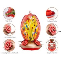 Muse Garden Hummingbird Feeders For Outdoors Hanging Blown Glass Hummingbird Feeder Hummingbird Gifts For Mom Garden Backyard