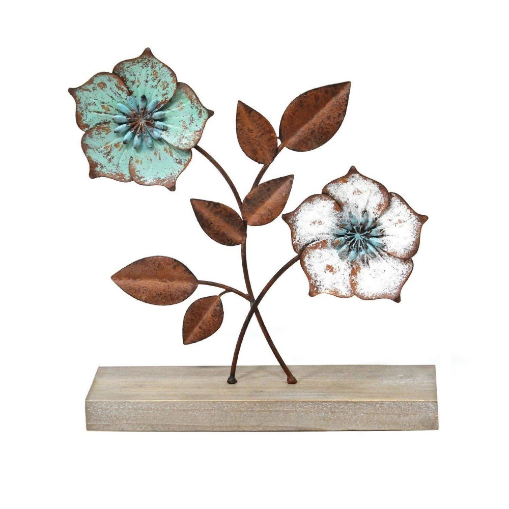 HomeRoots Multi 60% Metal 30% MDF 10% Wood Metal Flower Table Top