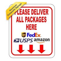 Please Deliver All Packages Here Arrows Delivery Sign For Delivery Driver - Delivery Instructions For My Packages From Amazon  Fedex  Usps  Ups  Indoor Outdoor Signs For Home  Office  Work  8.5