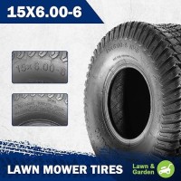 Maxauto 2 Pcs 15X6.00-6 Front Lawn Mower Tire For Garden Tractor Riding Mover  4Pr