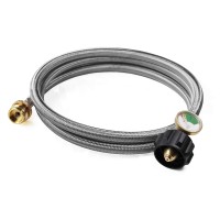 Dozyant 6 Feet Stainless Braided Propane Hose Adapter With Propane Tank Gauge 1 Lb To 20 Lb Propane Converter Hose For Propane