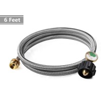 Dozyant 6 Feet Stainless Braided Propane Hose Adapter With Propane Tank Gauge 1 Lb To 20 Lb Propane Converter Hose For Propane