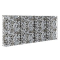 vidaXL Wall with Lid 200 x 20 x 85 cm Stone Gabions Stone Basket Silver