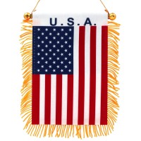 Anley 4 X 6 Inch Usa Fringy Window Hanging Flag Mini Flag Banner Car Rearview Mirror D Cor Fringed Double Sided Ameri