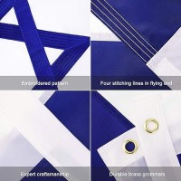 Flagburg Israel Flag 3X5 Ft Outdoor Israeli Flags Durable Nylon Embroidered With Vivid Color Triple Stitching Canvas Header A