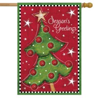 Festive Christmas Tree Holiday House Flag Seasons Greetings 28 X 40