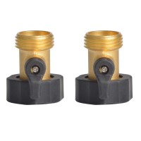 Hydro Master Heavy Duty Brass Shut Off Valves Garden Hose Connectors With Extra Rubber Seals 34 Nh2 Pack