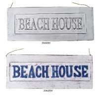 Wood Distressed White Beach House Plaque