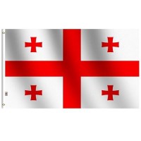 Rhungift Georgia Five Cross Flag Large 3X5 Ft Moderateoutdoor Both Sides 100D Polyester Canvas Header And Double Stitched Br