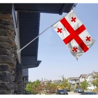 Rhungift Georgia Five Cross Flag Large 3X5 Ft Moderateoutdoor Both Sides 100D Polyester Canvas Header And Double Stitched Br