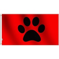 Show Off Pet Paw Flag 25X5 Ft Satin Fabric Moderateoutdoor Canvas Header And Double Stitched 25 X 5 Black Paw Print Flag