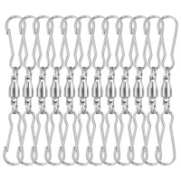 Kuuqa 12 Pack Spinning Dual Clip Swivel Hooks For Wind Spinners Hanging Windsock Bird Feeders Wind Chimes Crystal Twisters Pa