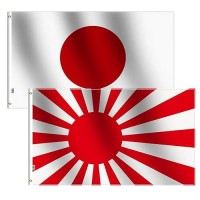 Rhungift 2Pack Japan Flag 3X5 Ft Moderateoutdoor Both Sides 100D Polyester Canvas Header And Double Stitched Brass Grommets