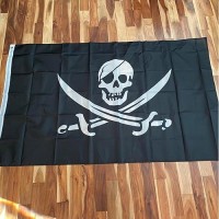 4-Pack Set Pirate Dead Man'S Chest Flag&Jolly Roger Skull Flag&Pirate Broadsword &Jack Rackham Black Beard Pirates Flags