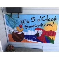 Rhungift 2Pack Its 5 Oclock Somewhere Flag 3X5 Ft Sign Outdoor 100D Polyester Tropical Summer Holiday Five Oclock Somewhere N