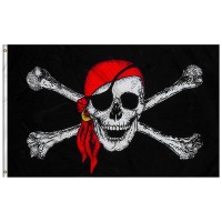 Gaka 3X5 Ft Pirate Flags Jolly Roger Flag Red Scarf Halloween Flags Bright Colors Anti Fading Materials