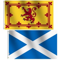 2Packscotland Rampant Lion Flag 3X5 Ft Moderateoutdoor 100D Polyester Canvas Header And Double Stitched 3 X 5 Scottish Roy