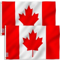 Anley Pack Of 2 Fly Breeze 3X5 Foot Canada Flag Vivid Color And Fade Proof Canvas Header And Double Stitched Canadian Nati