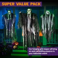 Joyin 3 Pack Hanging Halloween Skeleton Ghosts Decorations Grim Reapers For Best Halloween Outdoor Decorations