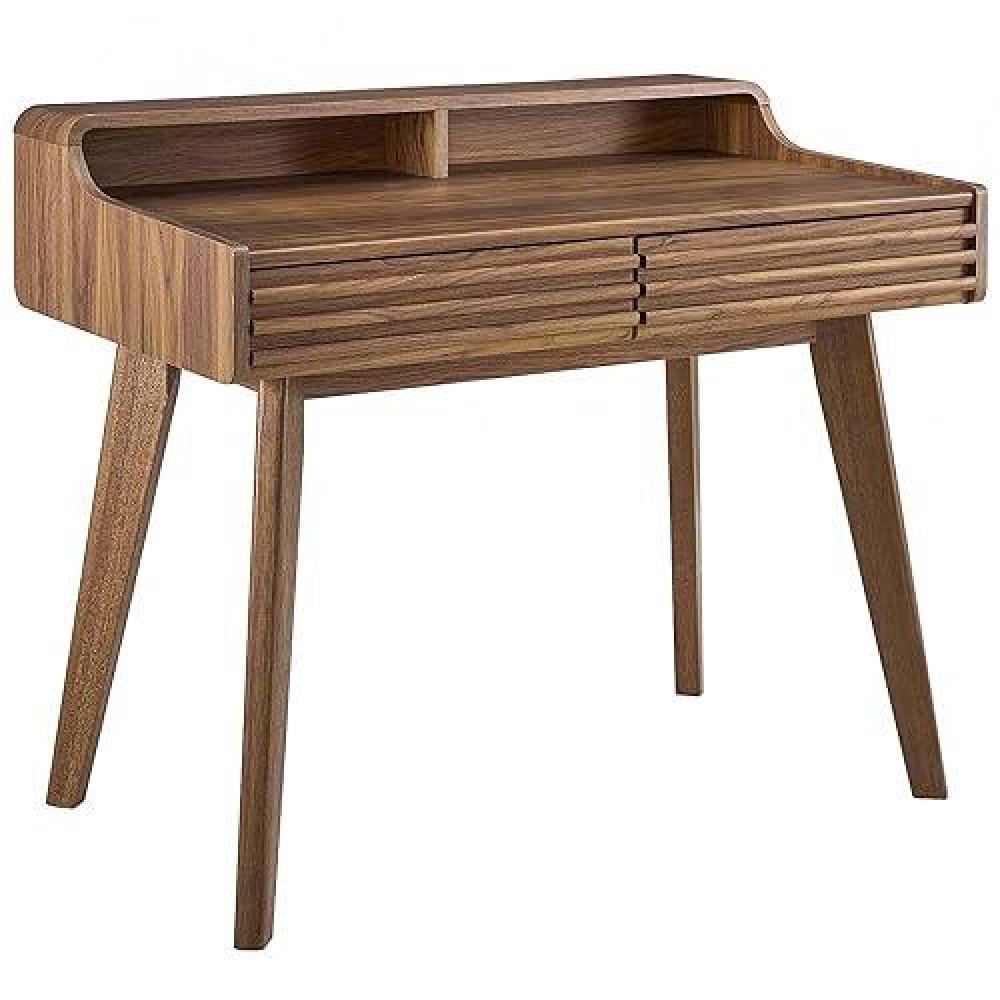 Modway Render Mid-Century Modern Writing Desk In Walnut