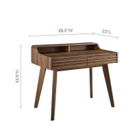 Modway Render Mid-Century Modern Writing Desk In Walnut