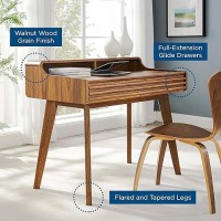 Modway Render Mid-Century Modern Writing Desk In Walnut