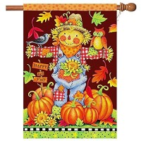 Fall House Flags Double Sided Autumn Flag Scarecrow Harvest Pumpkin Yard Decorations Happy Fall Garden Flags 28 X 40 Inch Large