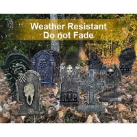 Gamexcel 10Pcs Halloween Tombstone Decorations Gravestone Decor For Graveyard Headstone Yard Signs Outdoor Lawn Yard Garden Decorations Halloween Yard Stakes