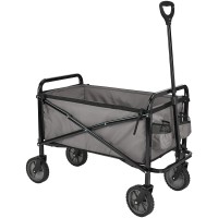 Amazon Basics Collapsible Folding Outdoor Utility Wagon With Cover Bag Gray