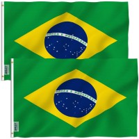 Anley Pack Of 2 Fly Breeze 3X5 Foot Brazil Flag Vivid Color And Fade Proof Canvas Header And Double Stitched Brazilian Nat