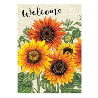 Wamika Welcome Sunflower Fall Autumn Maple Leaves Double Sided Burlap Garden Yard Flag 12 X 18 Summer Fall Sunflowers Flower