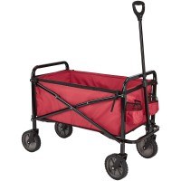 Amazon Basics Collapsible Folding Outdoor Utility Wagon With Cover Bag Red